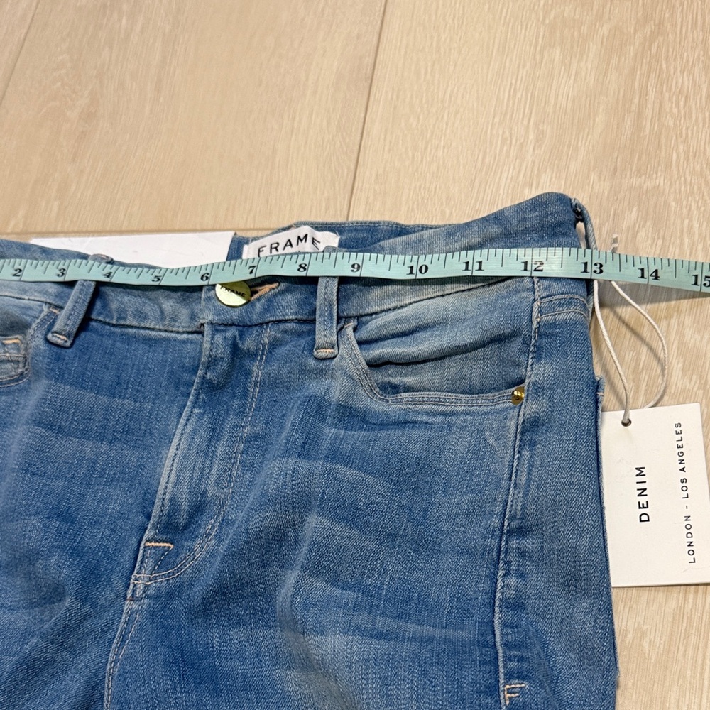 Frame Le Crop Mini Boot Mid-Rise Medium Blue Flare Jeans NEW - Picture 9 of 12